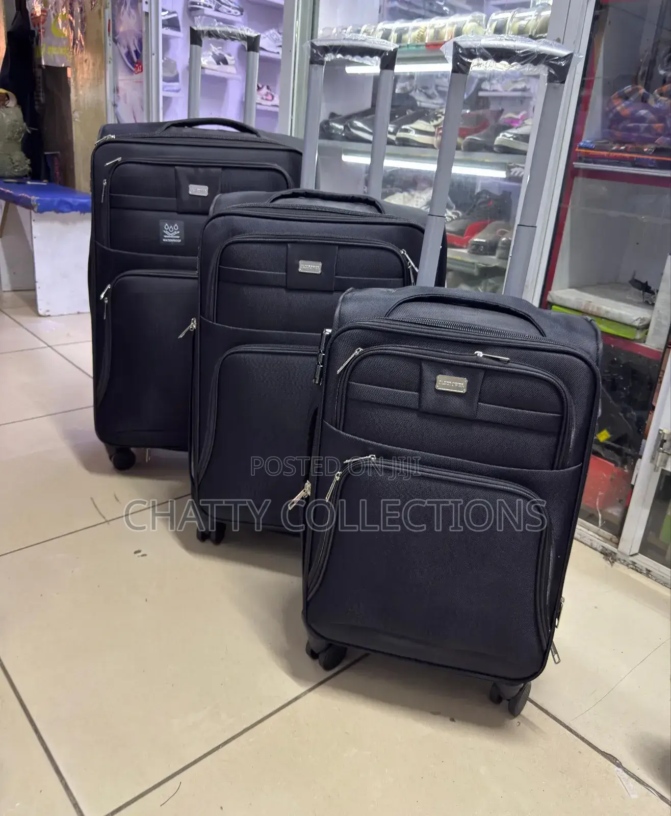 Black 3 in 1 Jazz Power Waterproof Fabric Premium Quality Suitcases