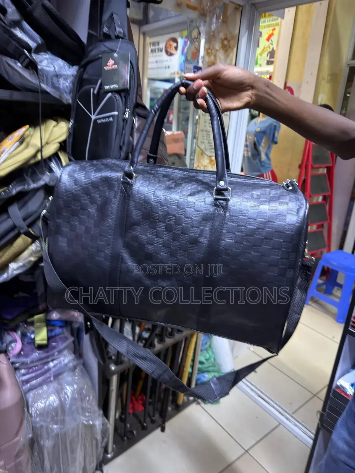 Black Leather Unisex Travel Bags