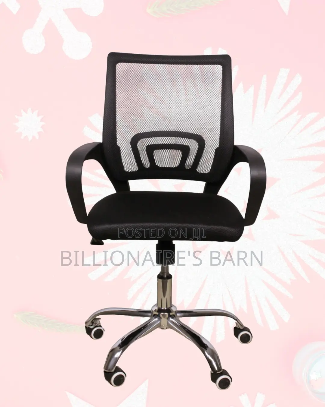 Secretarial Mesh Office Chair Fabric Seat With Lumbar Support Modern