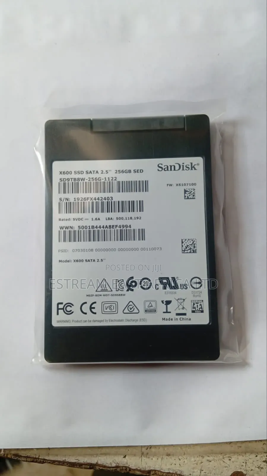 Sandisk 256gb 2.5" SSD Sata X600 Drive