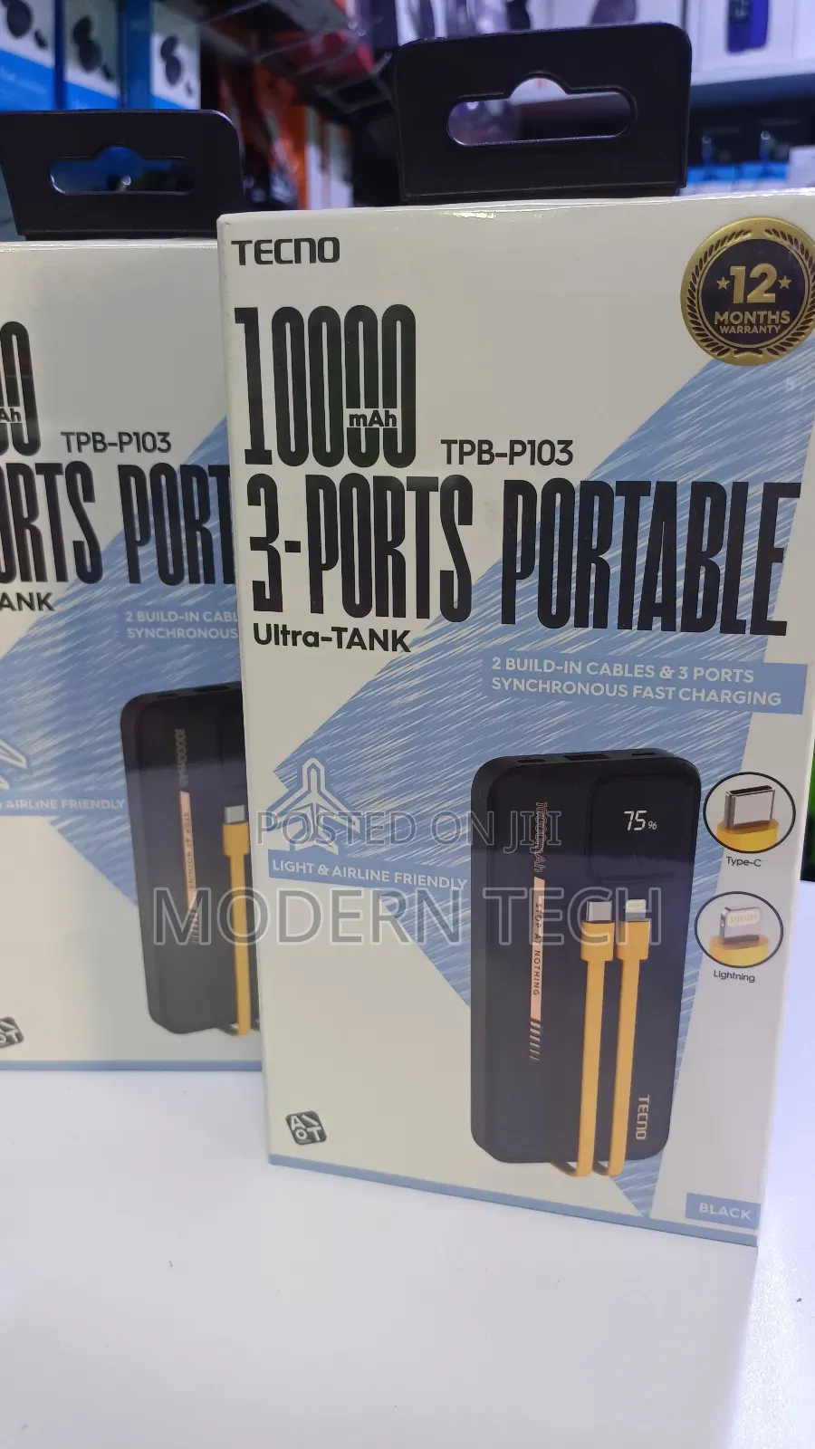 Tecno TPB-P103 10000mah Ultra-Tank Power Bank