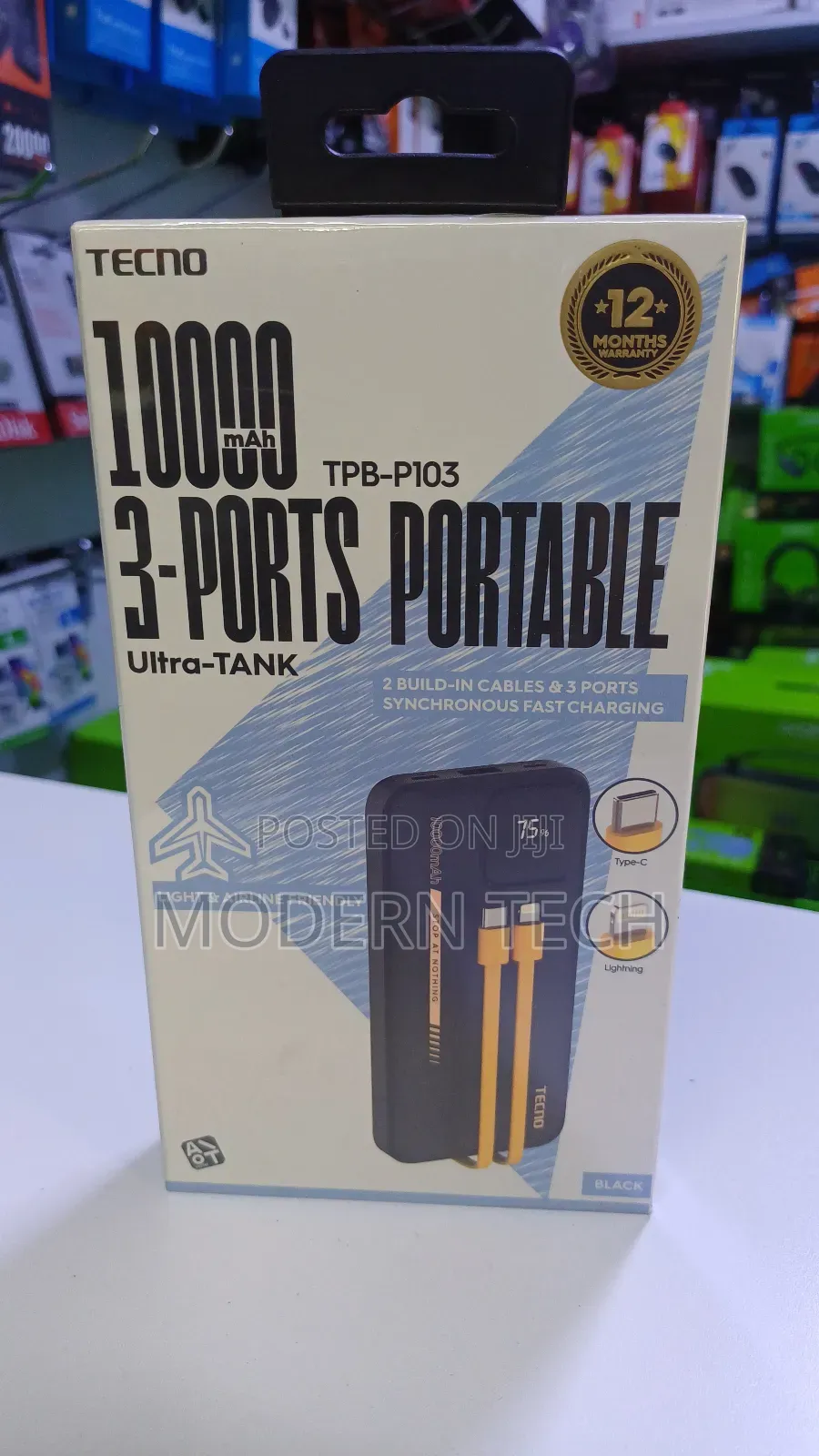Tecno Ultra-Tank Backup Battery 10000mah Fast Charge
