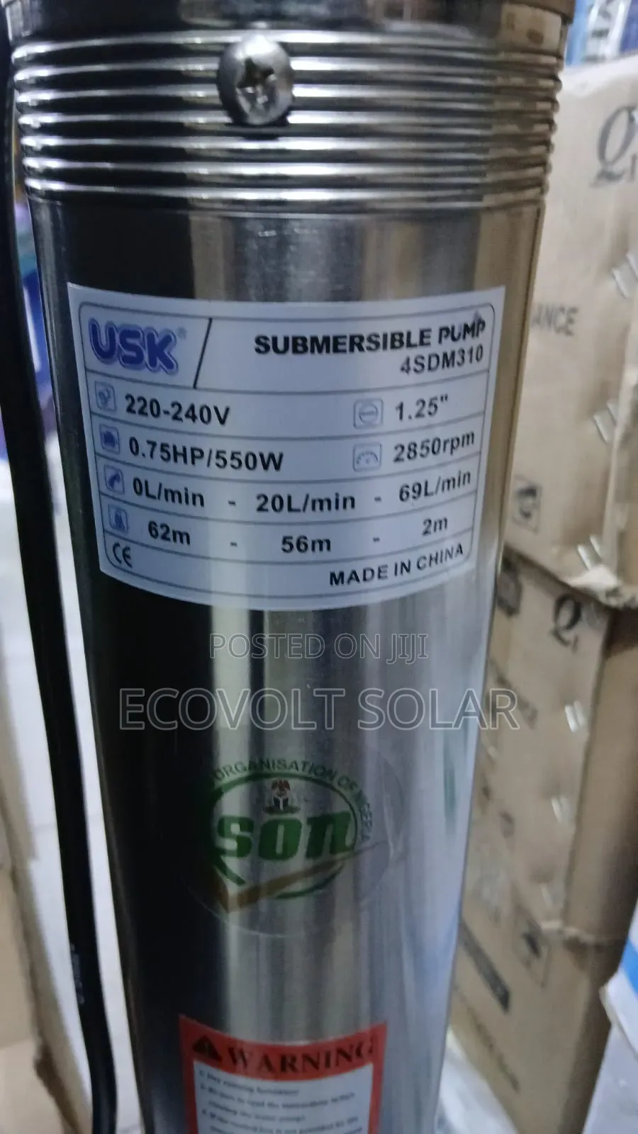 Usk 4sdm310 Submersible Water Pump 0.75hp