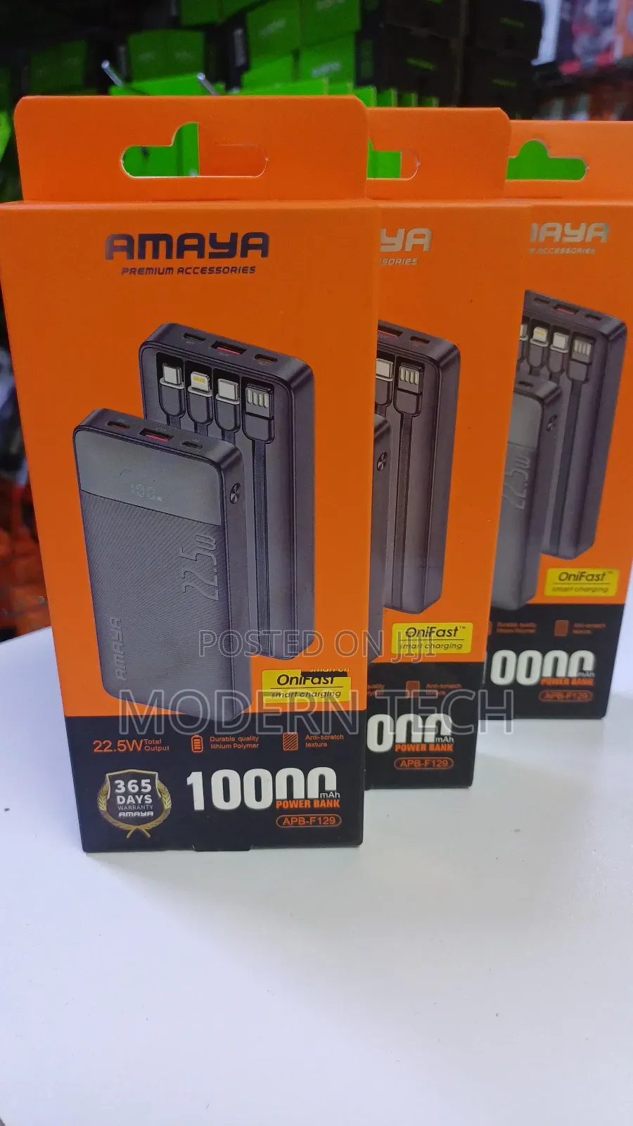 Amaya Apb-F129 Portable Charger 10000mah (All-in-One Cable Design)