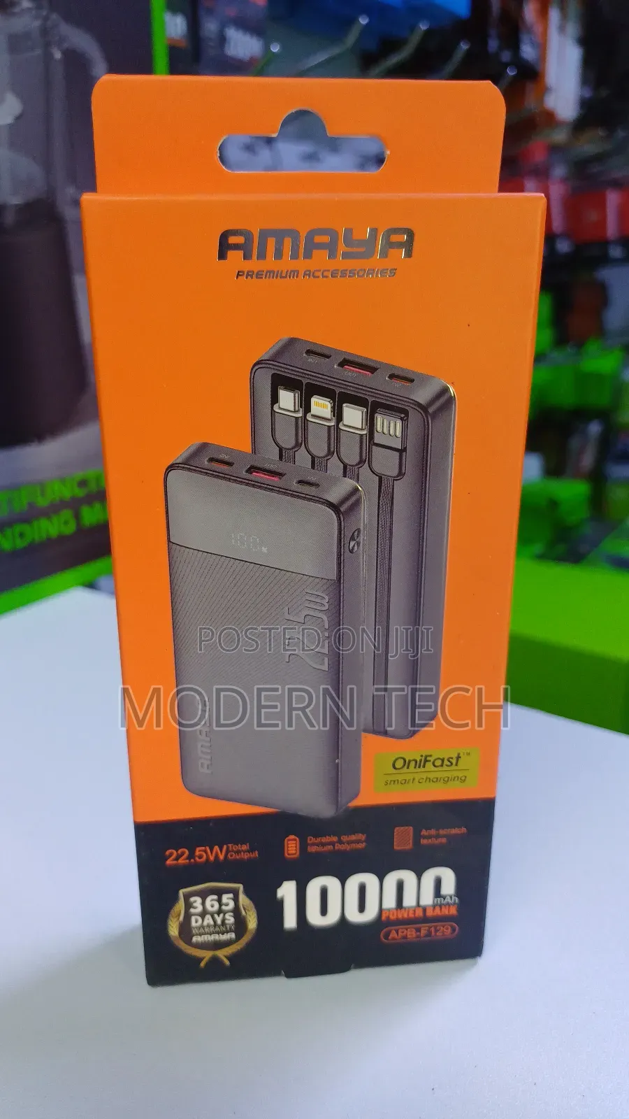 Amaya Apb-F129 10000mah 22.5w Fast Charging Power Bank With Cables
