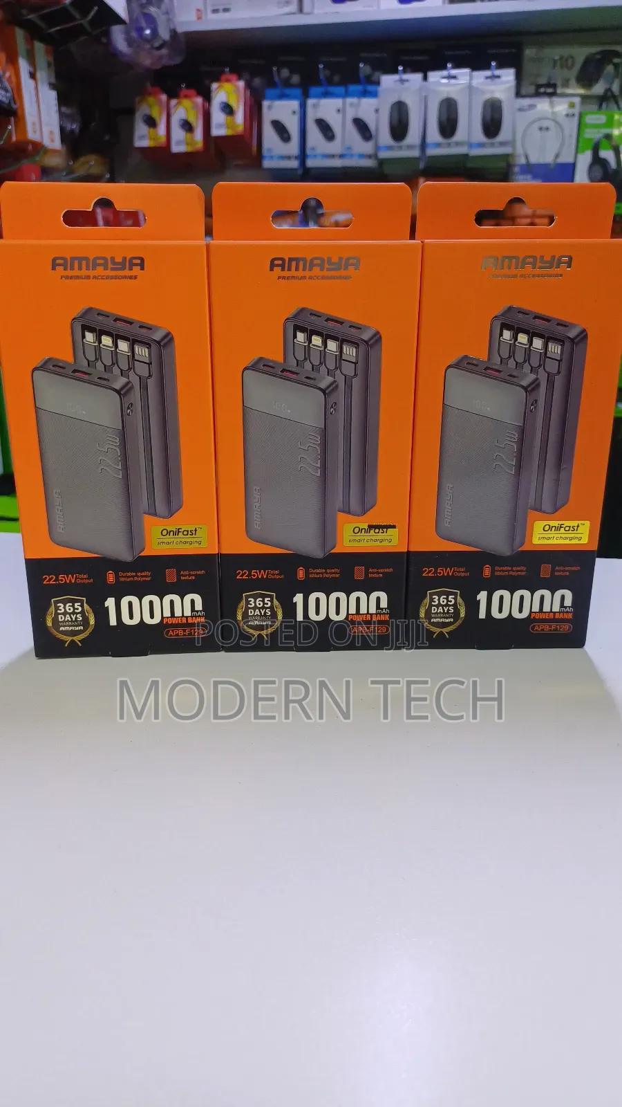 Amaya Apb-F129 Portable Charger 10,000mah – All-in-One Cable Design