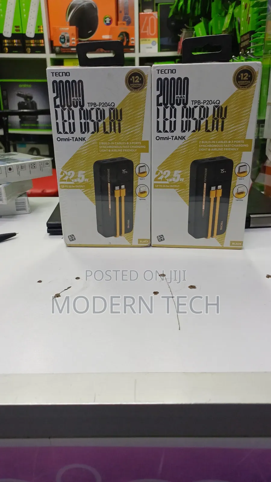 Tecno TPB-P204q 20000mah High Capacity Fast Charge Power Bank.