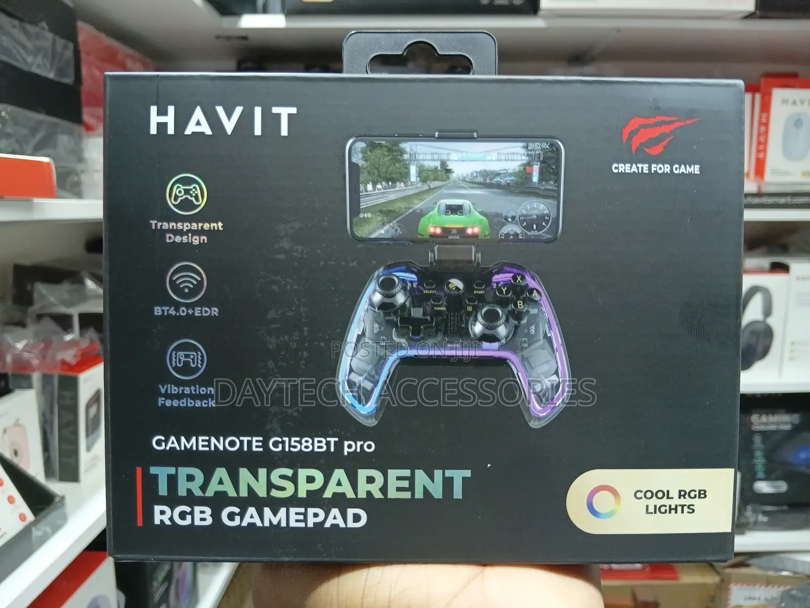 Havit Gamenote G158bt Pro Transparent RGB Mobile Gamepad.
