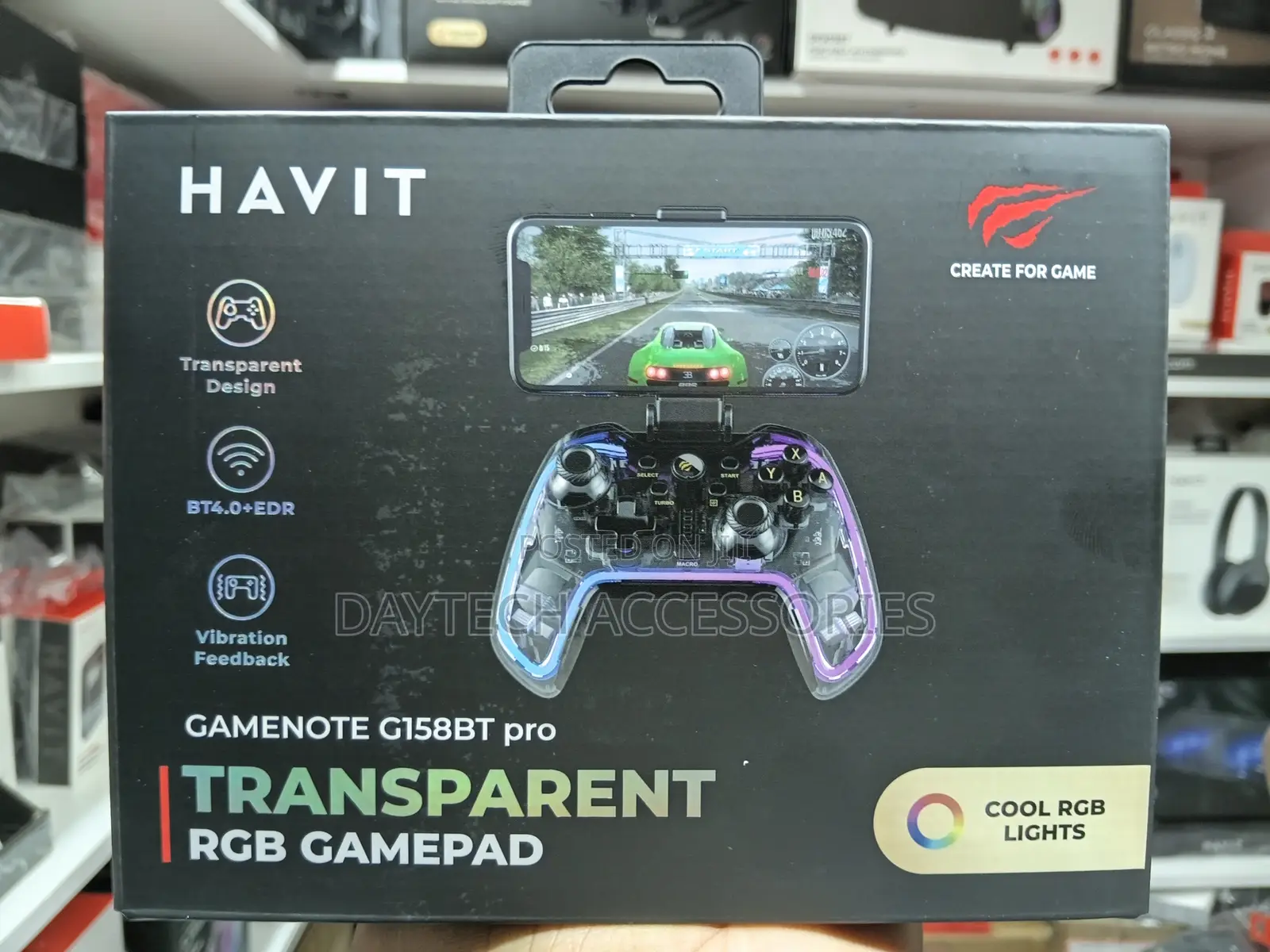 Havit G158bt Pro Transparent RGB Mobile Gamepad.