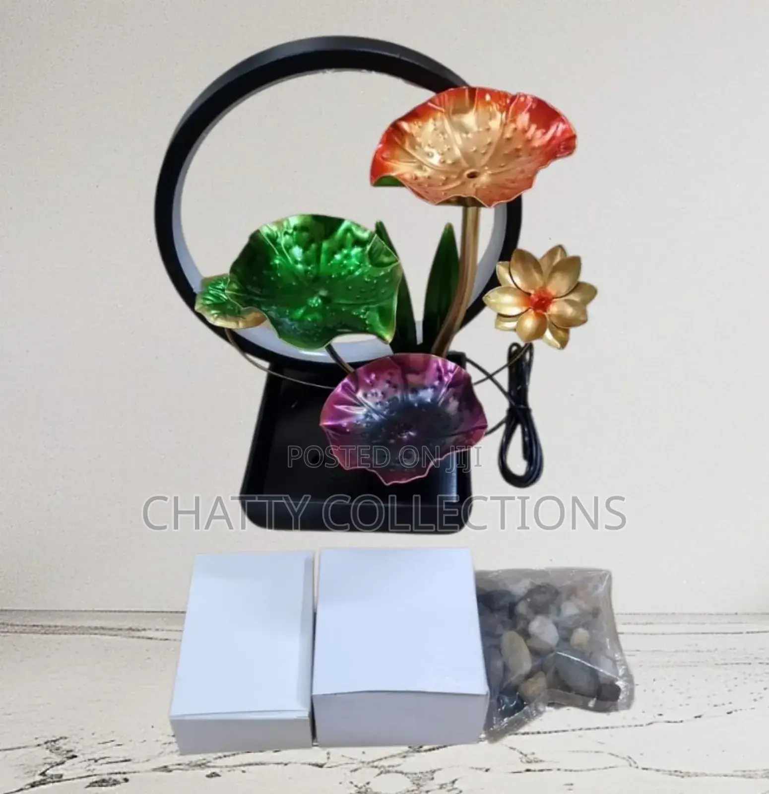 Elegant Led Electric Mini Water Fountain in a Plastic Pot