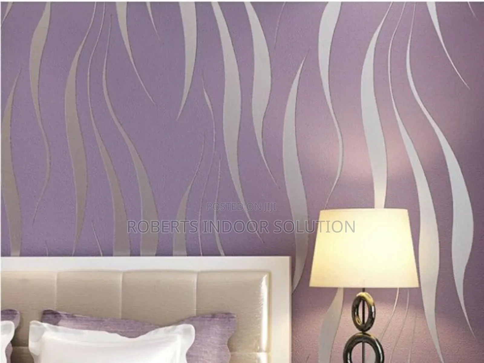 Modern Purple 3d Wavy Stripe Non-Woven Wallpaper