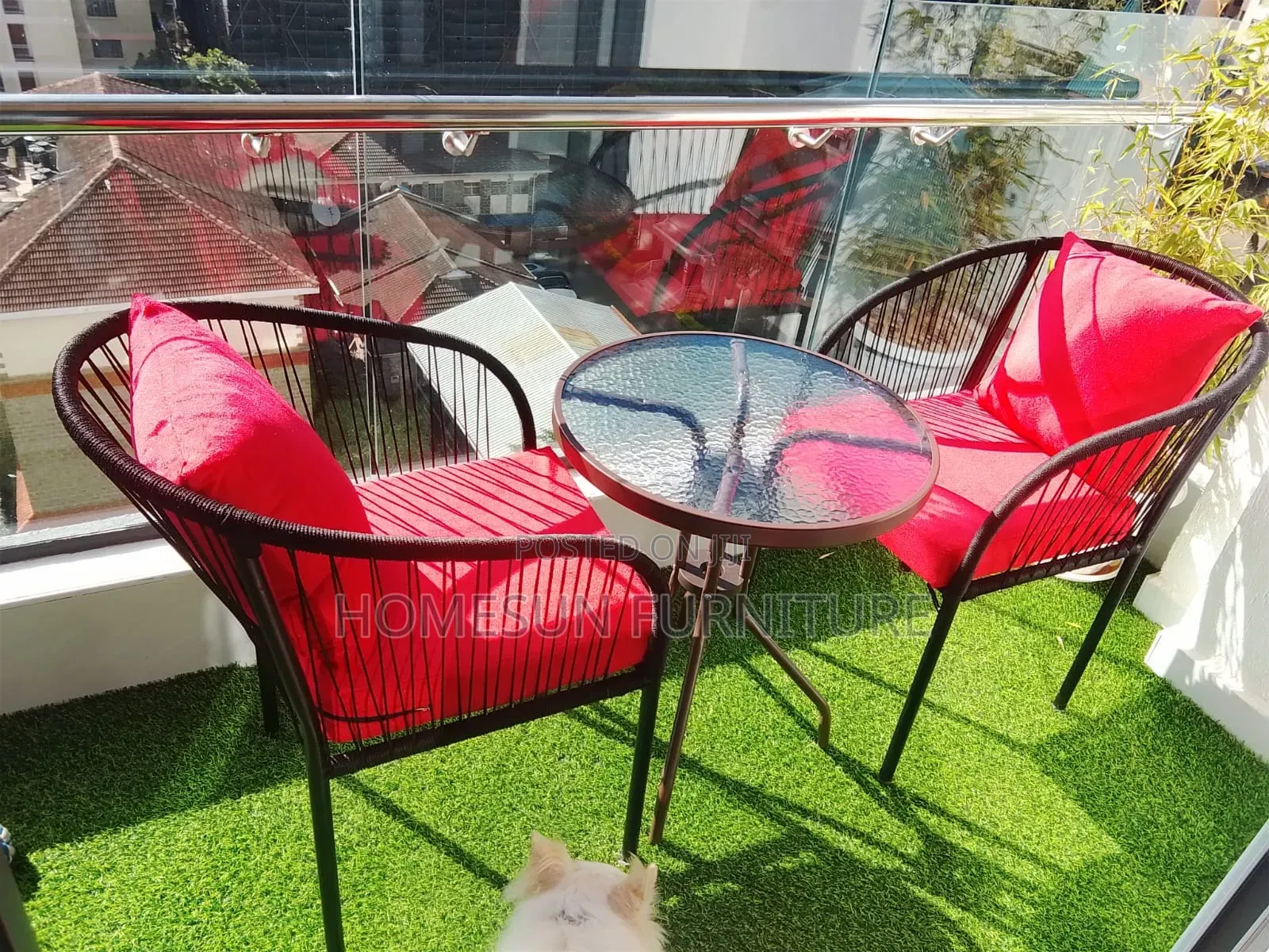 2 Seater Outdoor Table and Chair With Cushions
