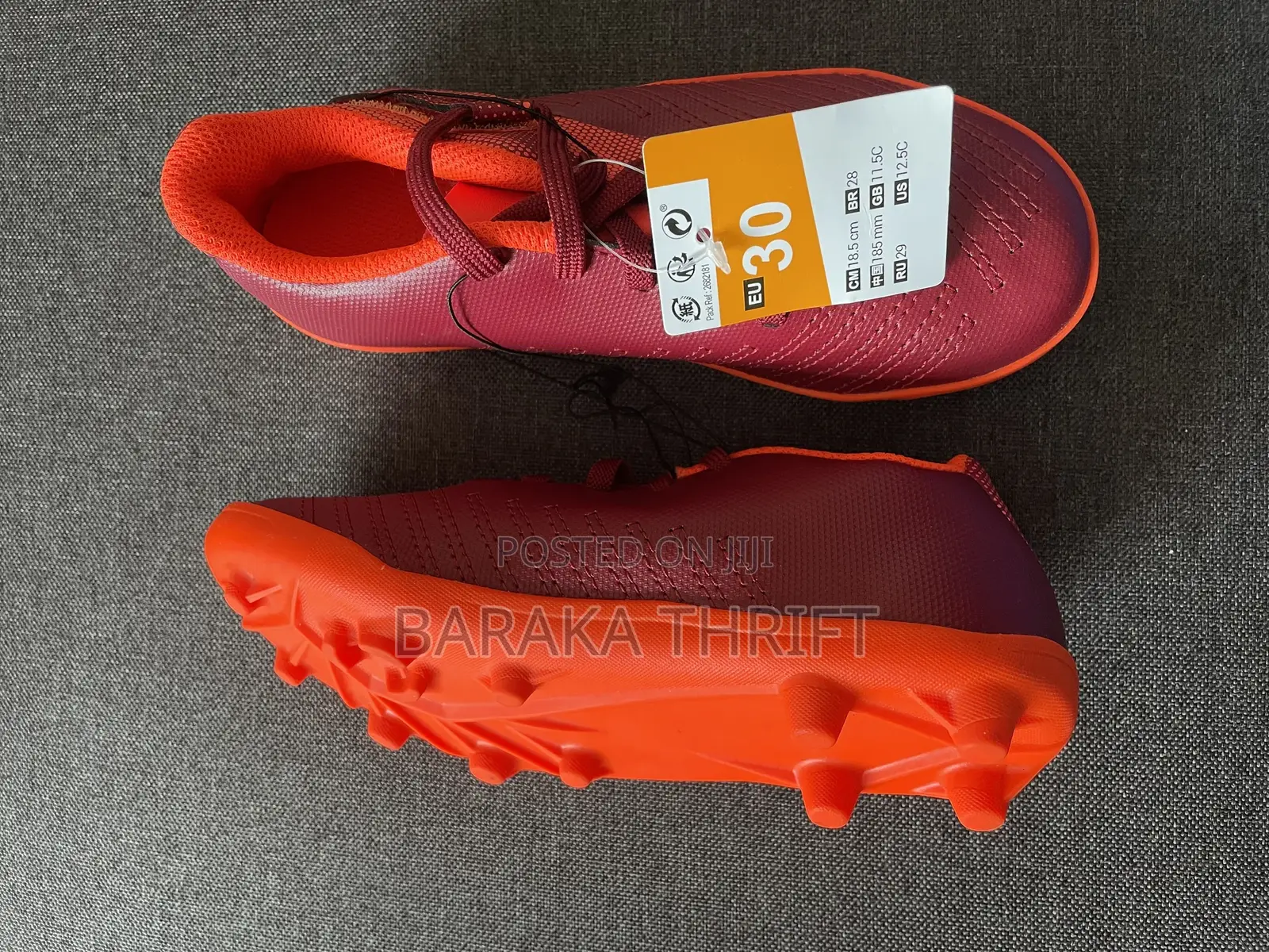 Kids' Rip-Tab Firm Ground Football Boots Size Eu 30