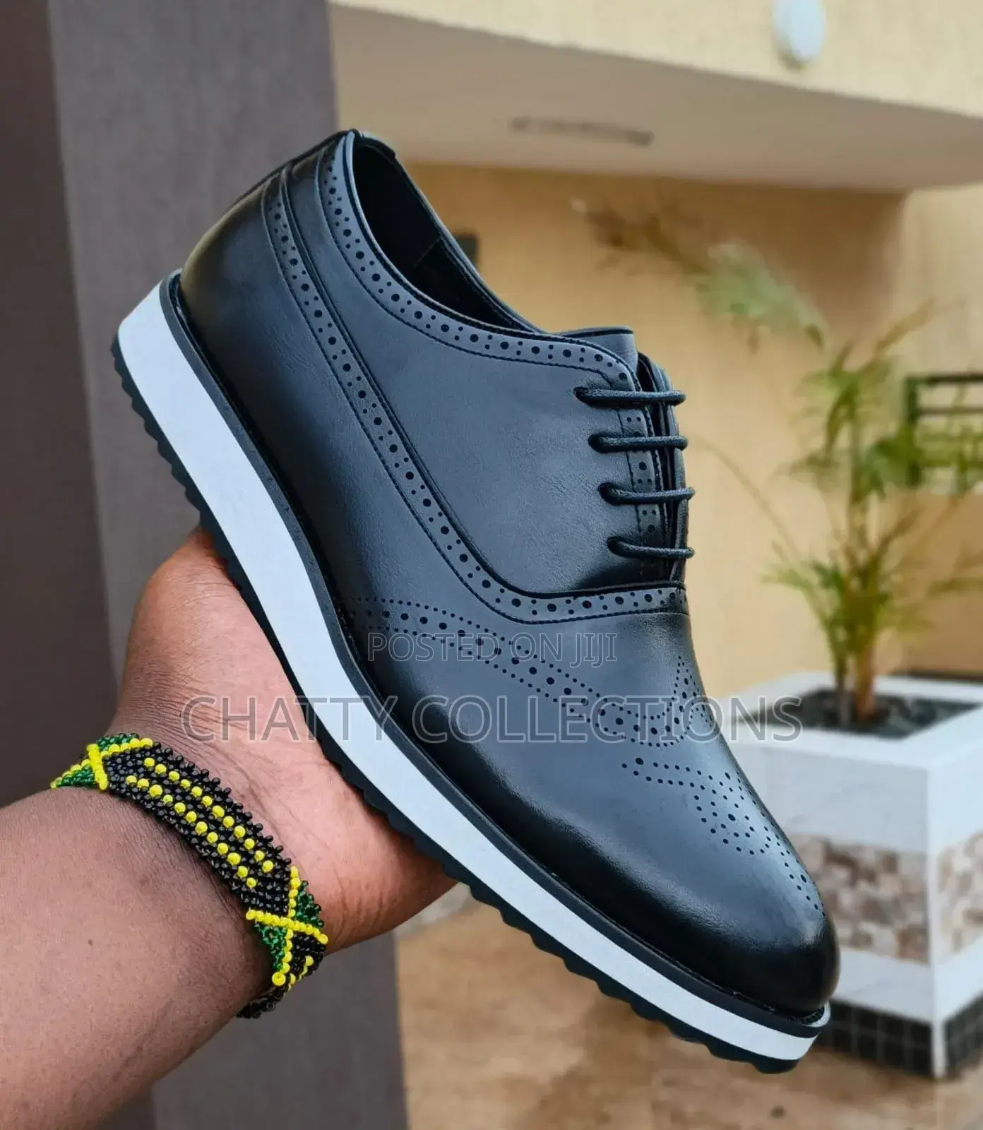 Black Men John Foster Leather Shoes Size 40 to 45