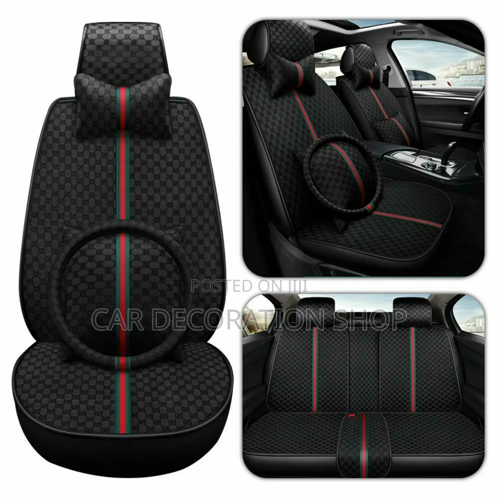 Classy Comfortable Soft Seat Cushion With Grey Black Gucci Pattern
