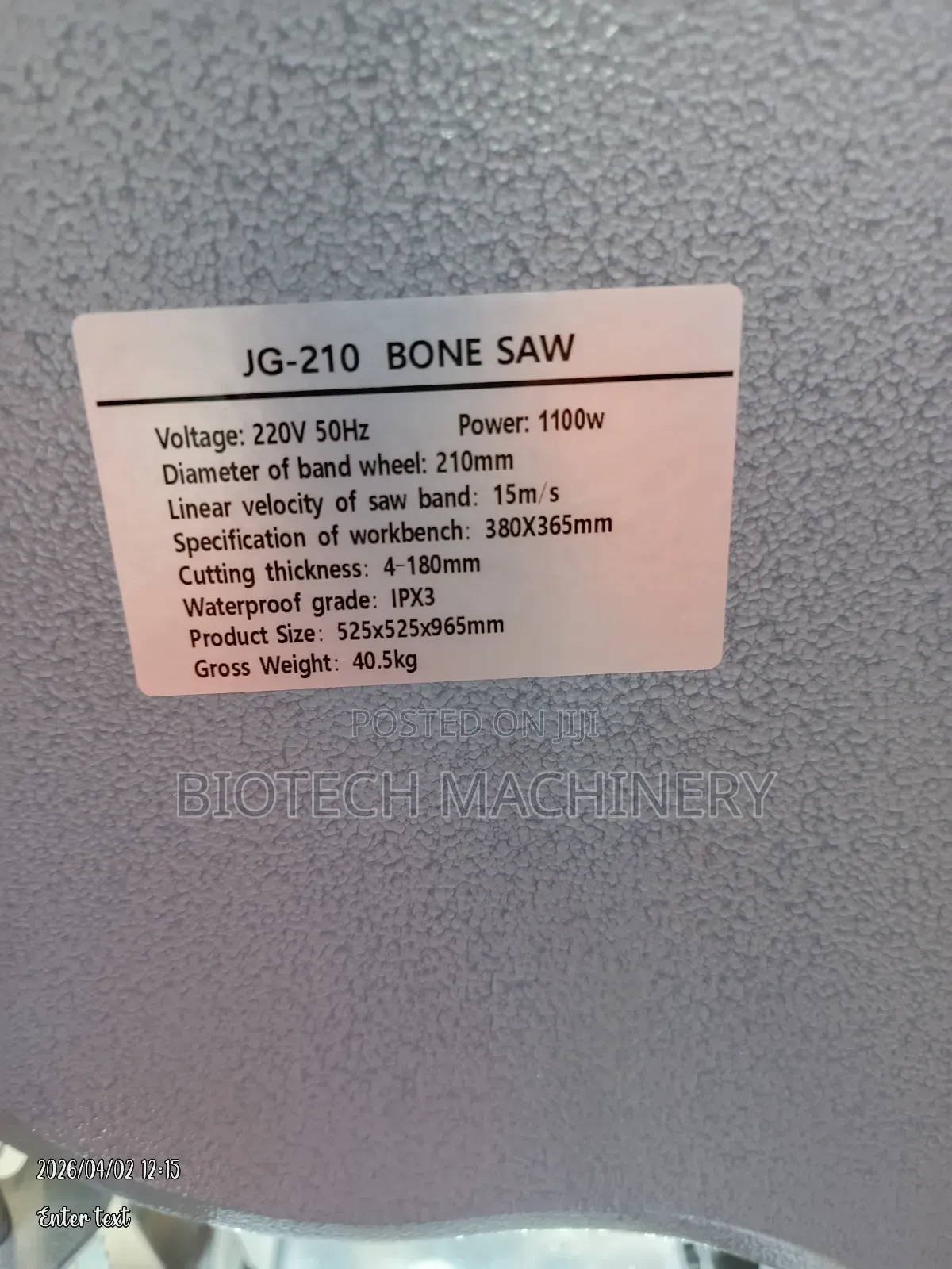 Jg210 Bonesaw Machine