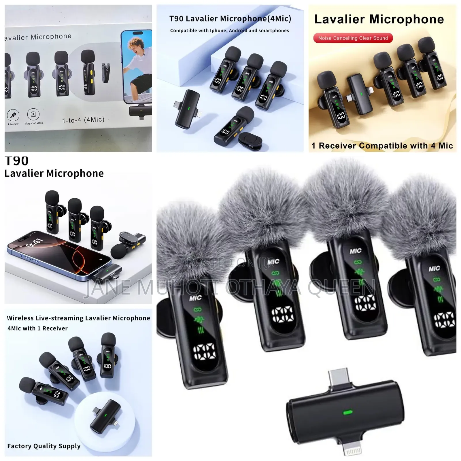 4in1 Wireless Lavalier Microphone Noise Reduction Mic