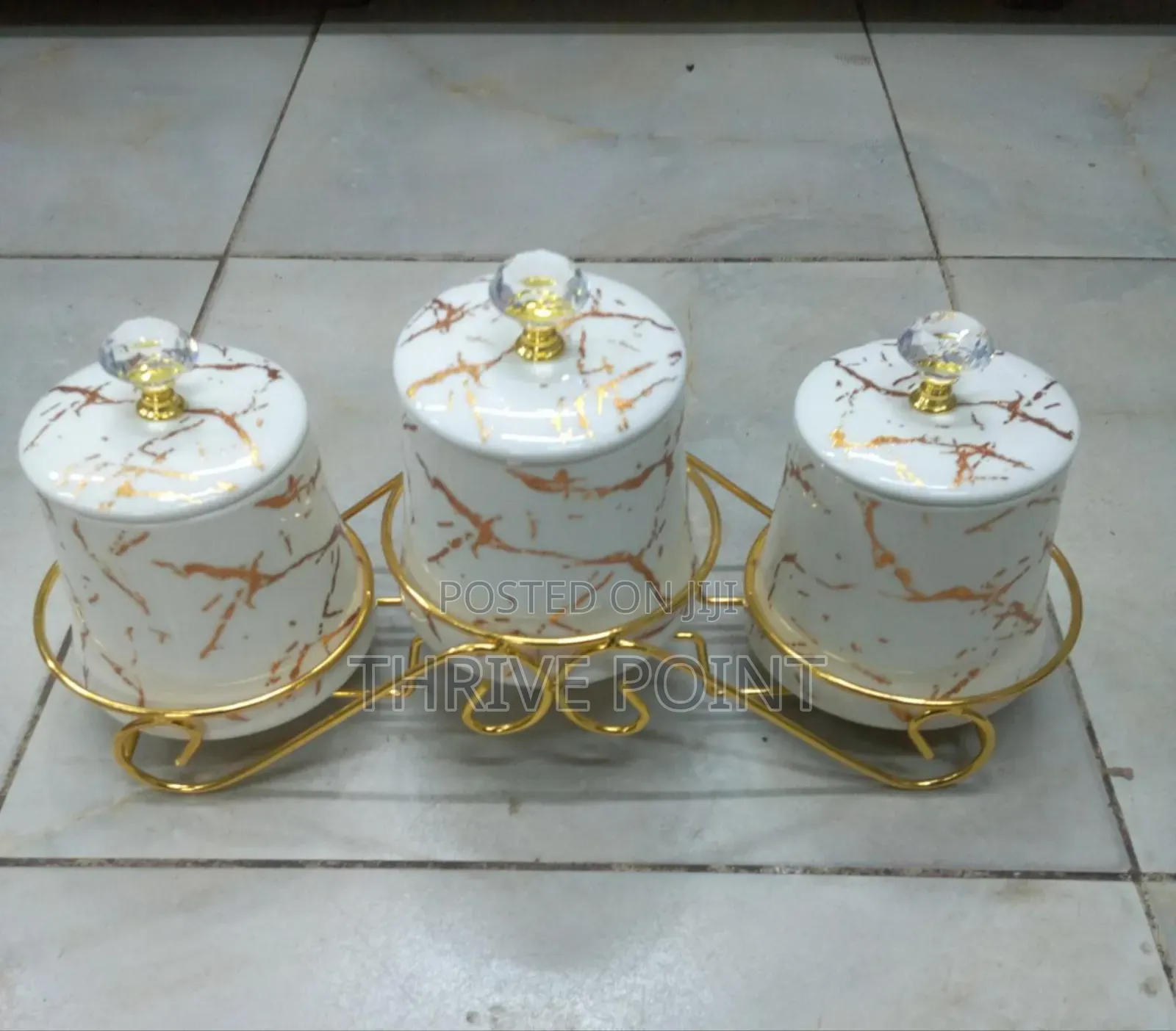 3pcs Canisters Set With Golden Rack