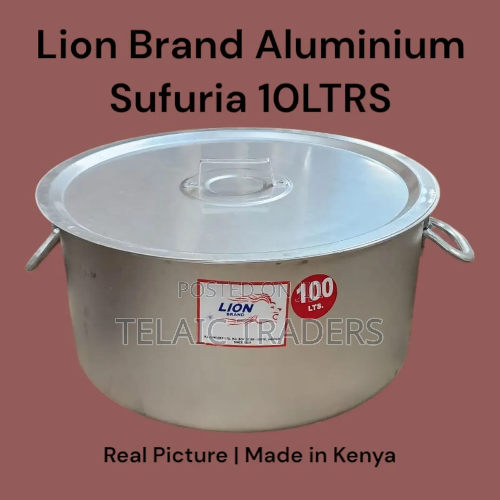 100l Aluminium Sufuria With Lid