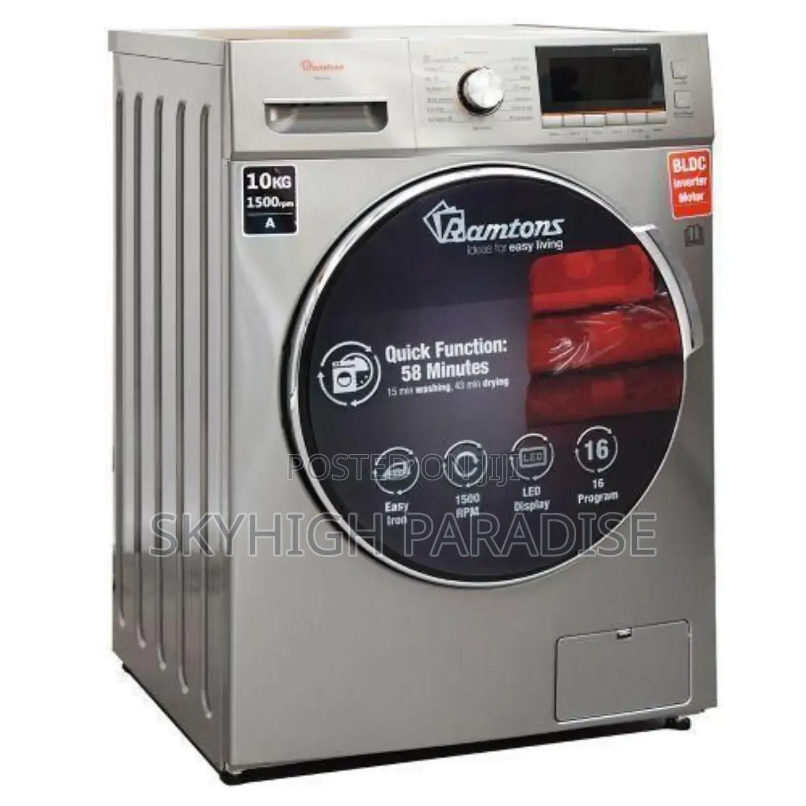 Ramtons Rw/160-10kg Washer + 6kg Dryer- Dark Silver (1yr Wrty)