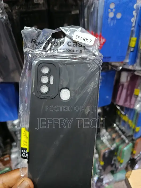 Black Soft Silicone Back Cover for the Tecno Spark 7