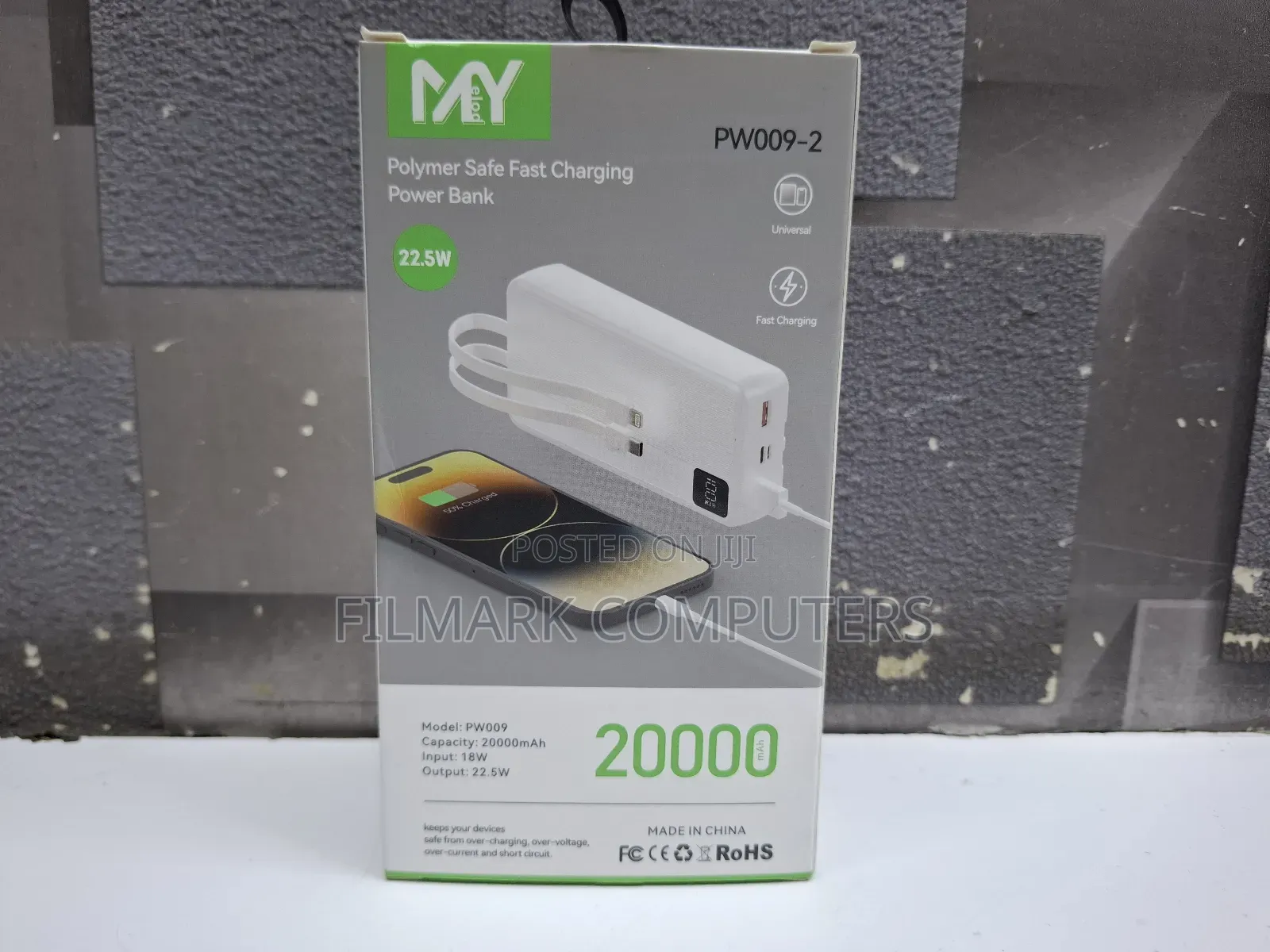 Melody Polymer 20000mah Power Bank Pw009-2, 22.5w Safe Fast Charge