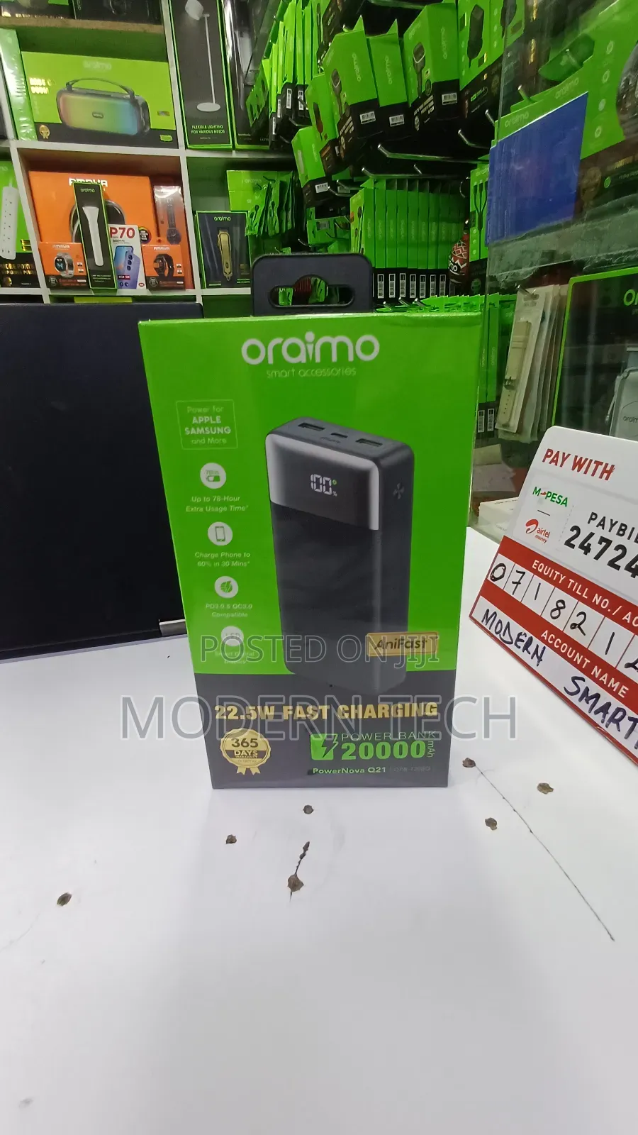 Oraimo Q21 20000mah Power Bank With 22.5w Super Fast Charge