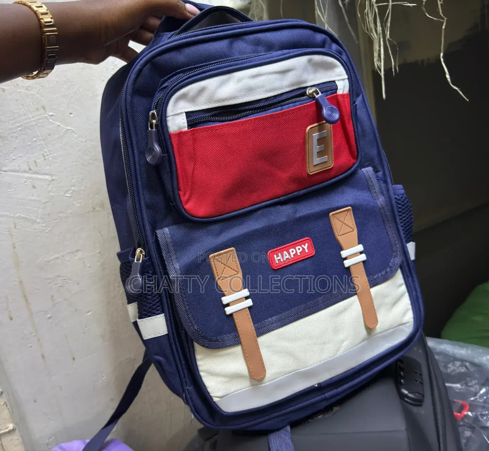 Navy Blue Red Unisex Quality School Bags School Backpacks