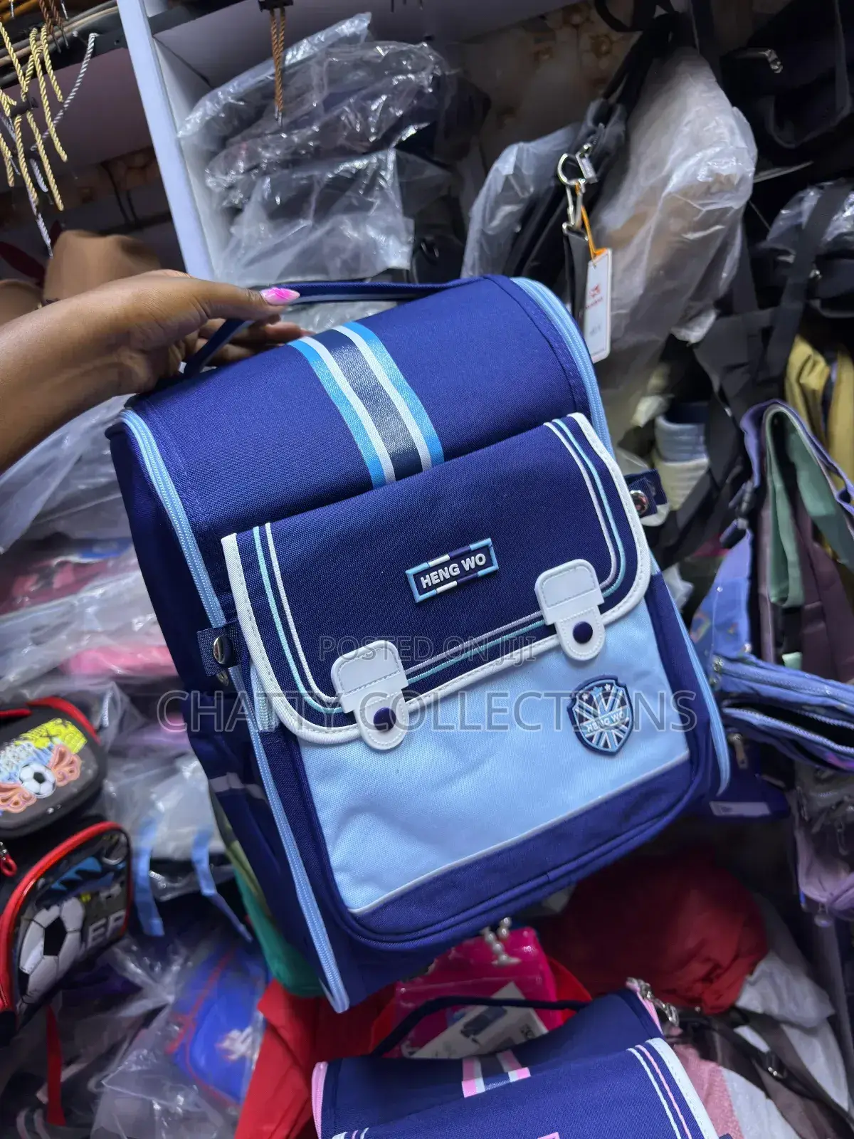 Unisex Blue Box School Bag Pack School Bags