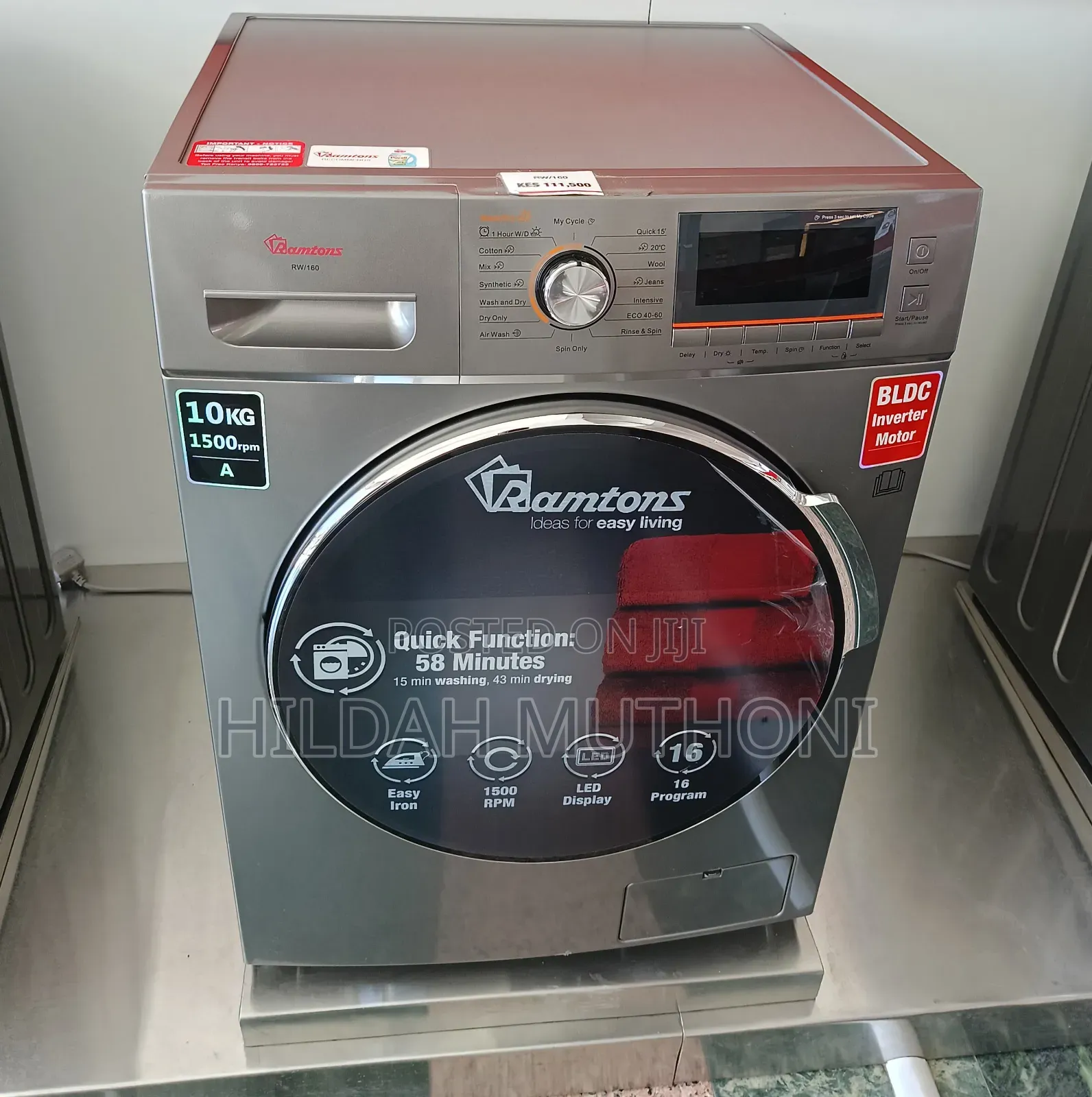 Ramtons Rw/160-10kg Washer + 6kg Dryer- Dark Silver (1yr Wrty)