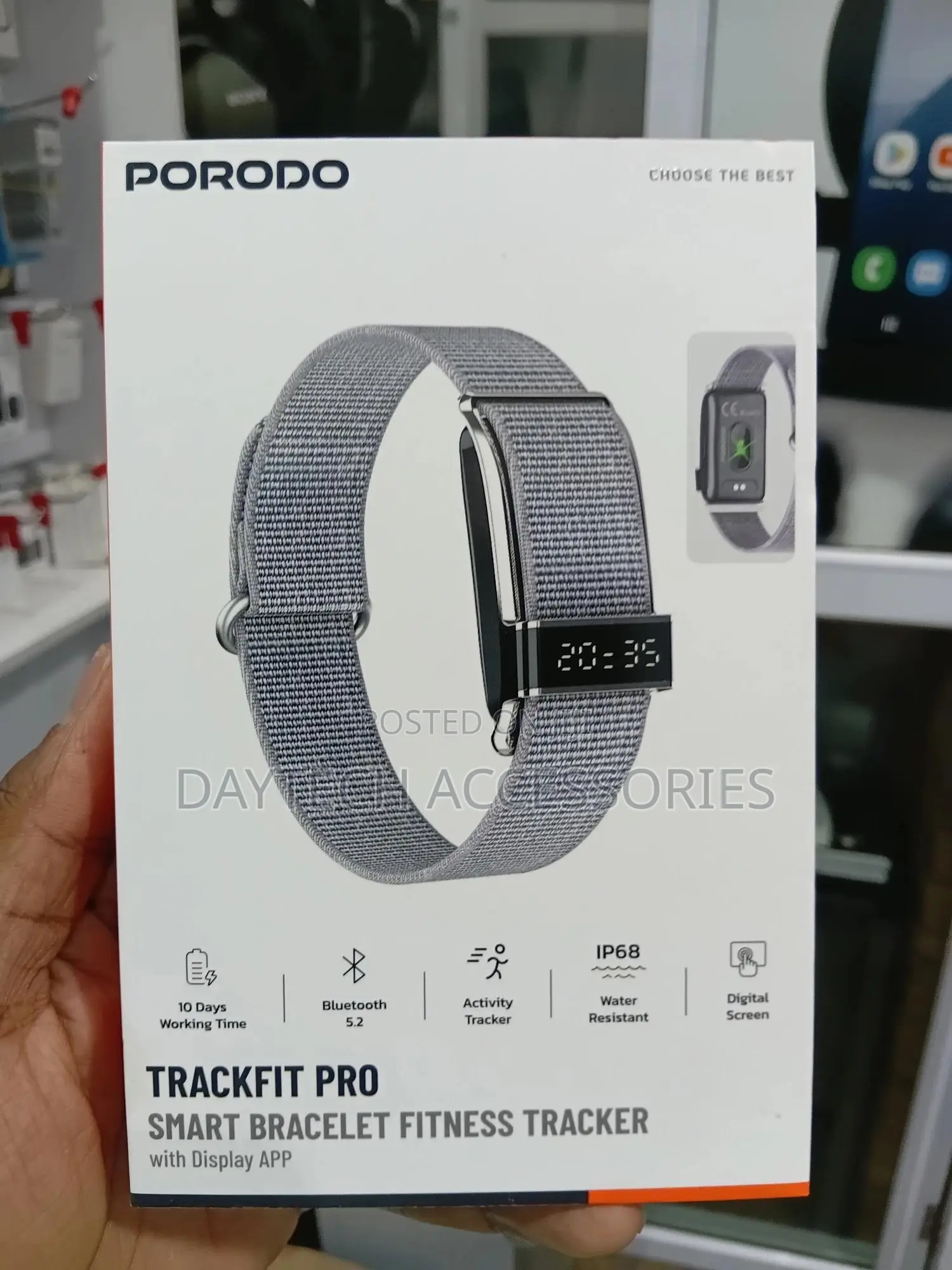 Porodo Trackfit Pro Smart Bracelet Fitness Tracker With Display App