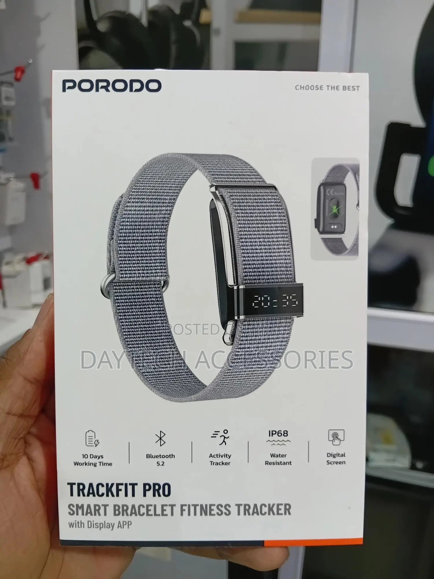 Porodo Trackfit Pro Smart Bracelet Fitness Tracker With Display App
