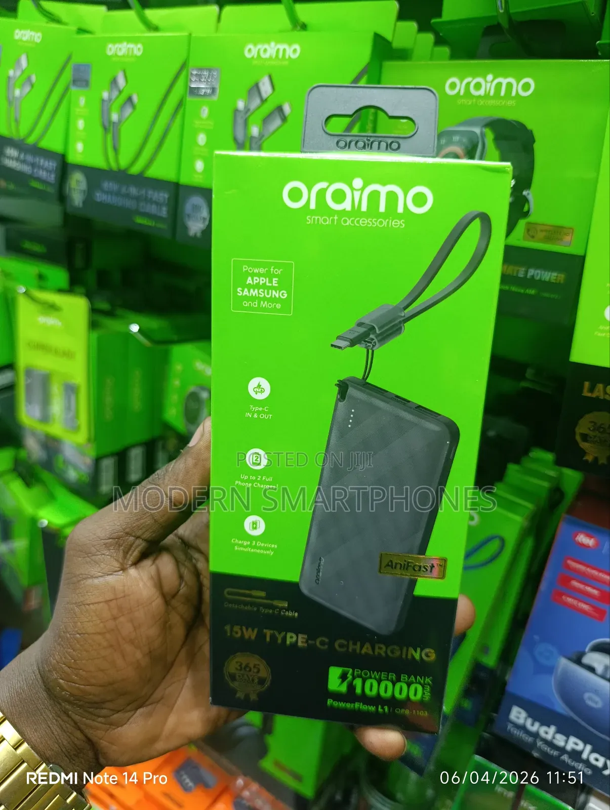 Oraimo 10000mah Power Bank Efficient Slim Powerflow L1