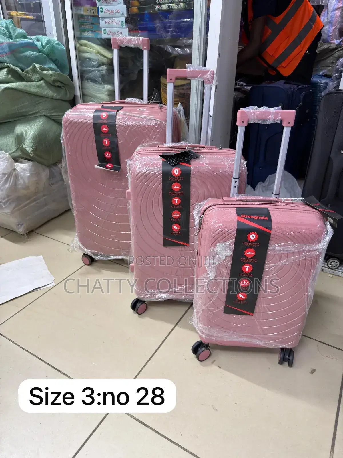 Pink 3 in 1 Pink Rubber Unbreakable Suitcase Size 3