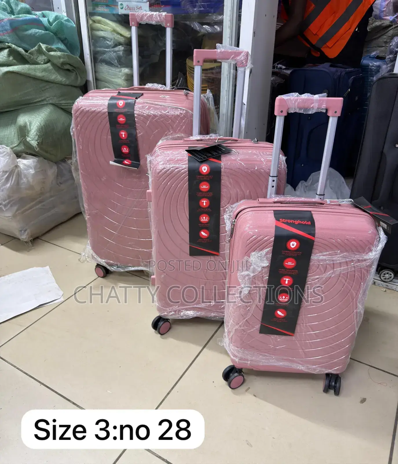 Pink 3 in 1 Pink Rubber Unbreakable Suitcase Size 3