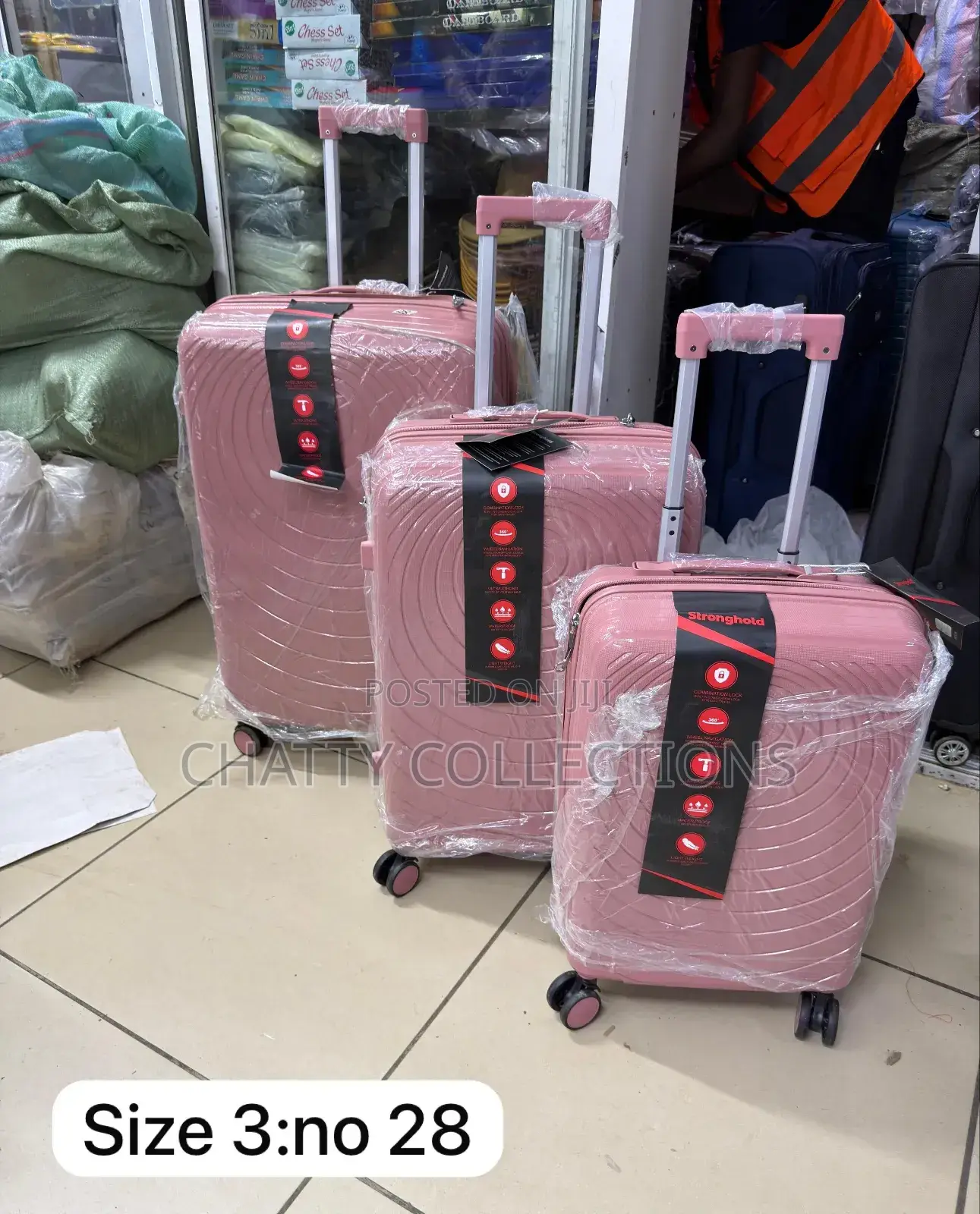 Pink 3 in 1 Pink Rubber Unbreakable Suitcase Size 3