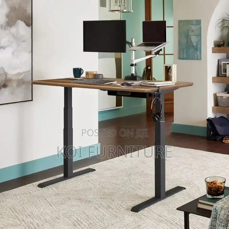 Office Desk; 1200mm Black Adjustable Standing Height Table