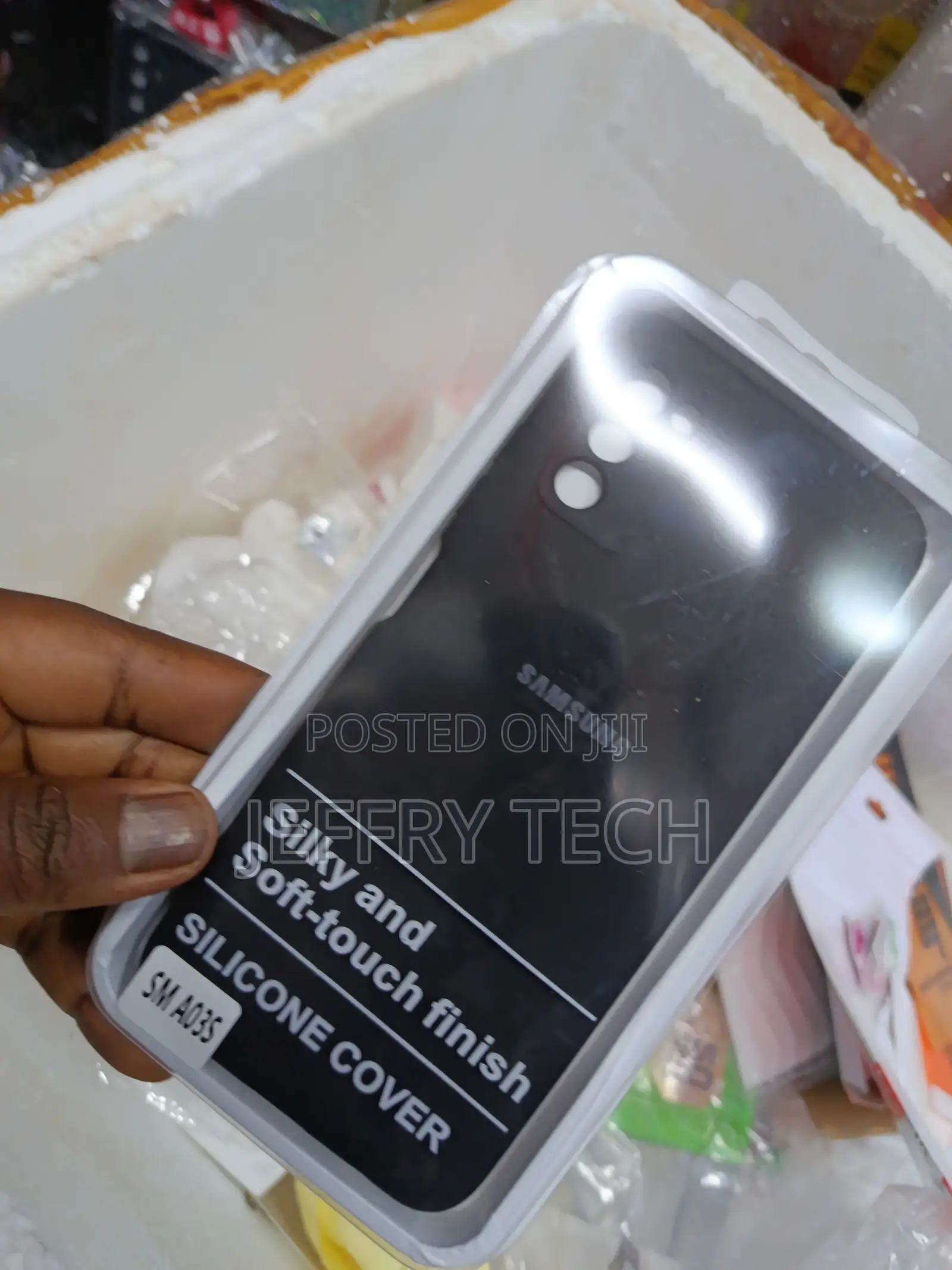 Black Samsung Galaxy A03s Silicone Cover With a Soft-Touch Finish.