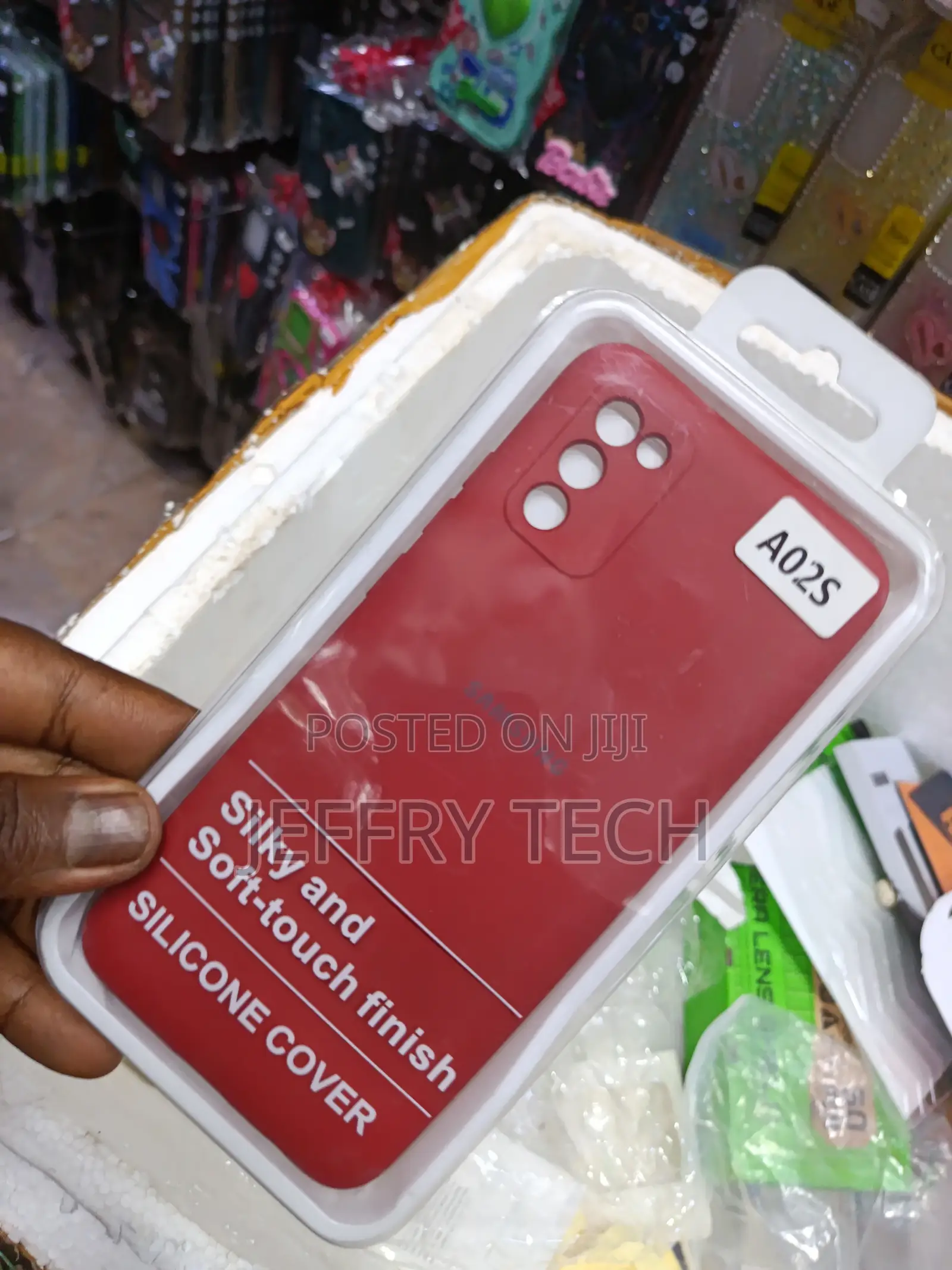 Red Silicone Back Cover Designed for Samsung Galaxy A02s Smartphone.