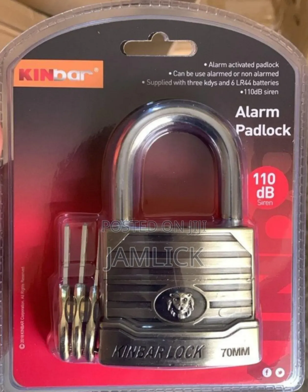 70mm Kinbar Alarm Padlock – Loud Security Protection - Aw