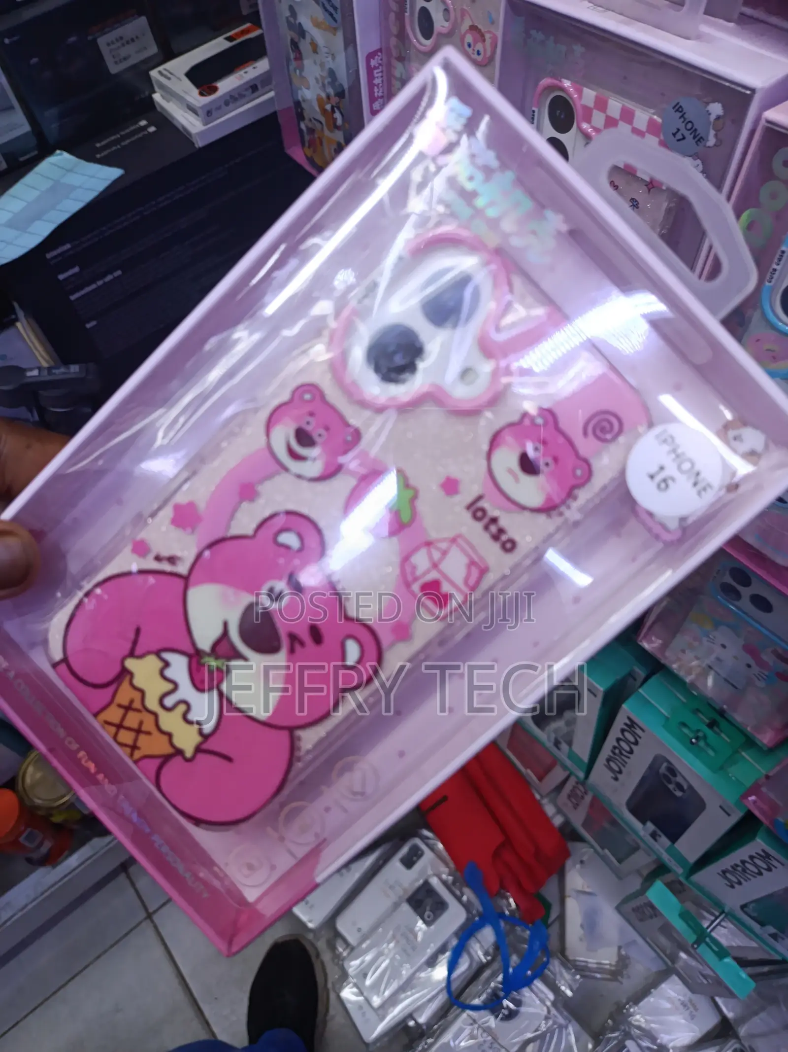 Cute Cartoon Tpu Case for iPhone 16 Featuring Lotso Bear.