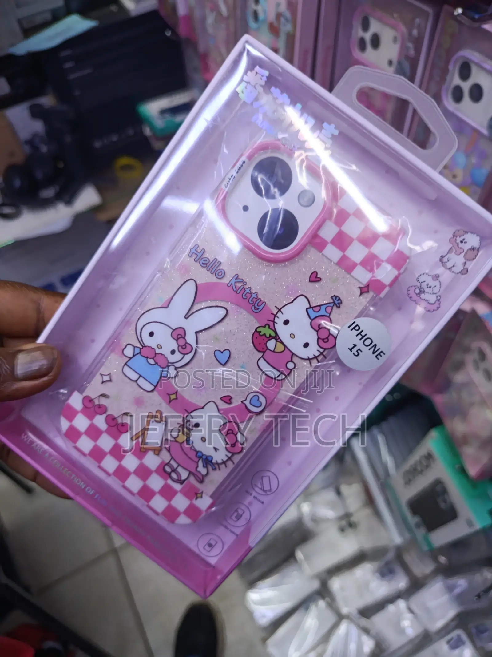Hello Kitty Themed Glitter Case Designed for the Apple iPhone 15.