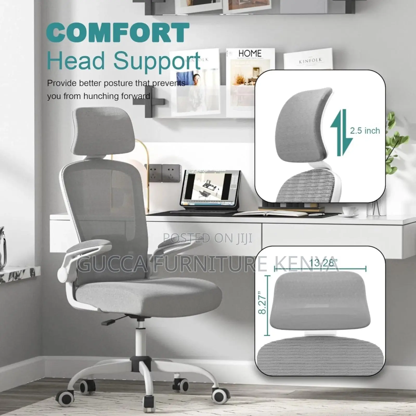White Ergonomic Seat With Lumbar Support