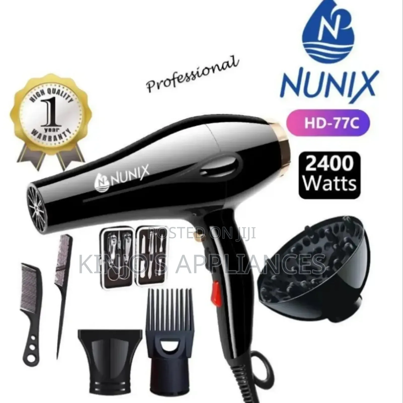 Nunix Hd-77c Blowdry With Accessories