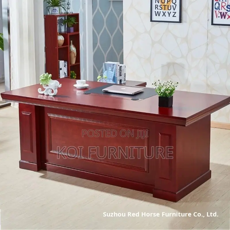 Office Desk; 1.8 Meters Mahogany L Shaped Executive Commanding Desk