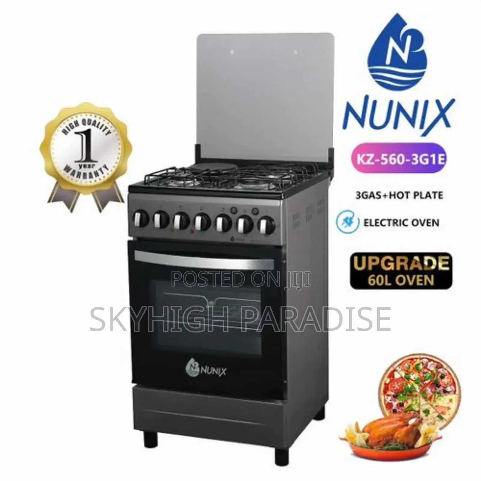 New Model 50*55 Nunix 3+1 Standing Cooker With Gas Oven.