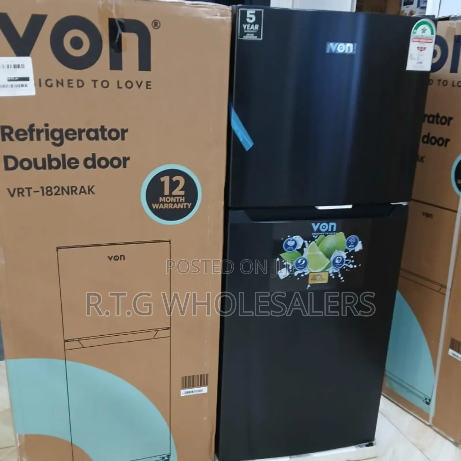 Von 182l Double Door No Frost Refrigerator Dark Inox