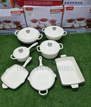 11pcs White Cast Iron Cookware Set