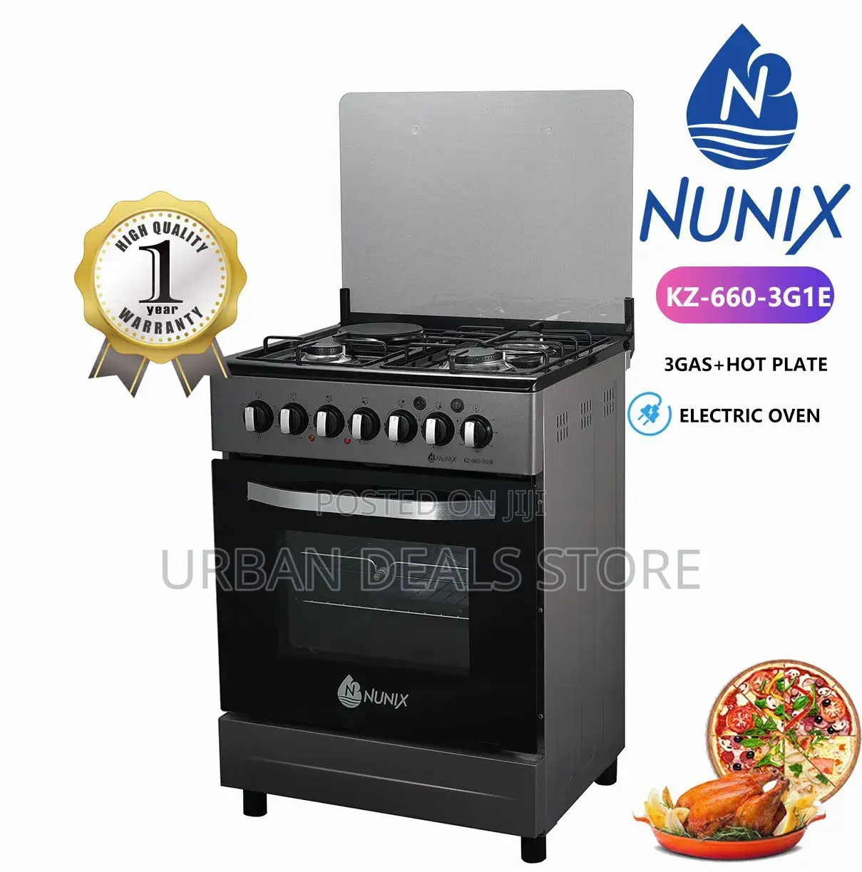 Nunix 60×60 3+1 Freestanding Cooker With Electric Oven