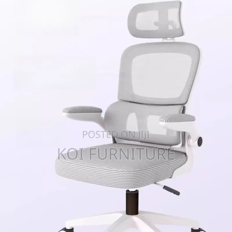 Office Chairs; Ergonomic White Design Chair With Padded Flip Up Arms